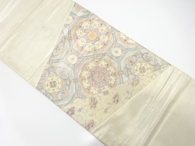 アンティーク　花蜀江紋刺繍袋帯（材料）